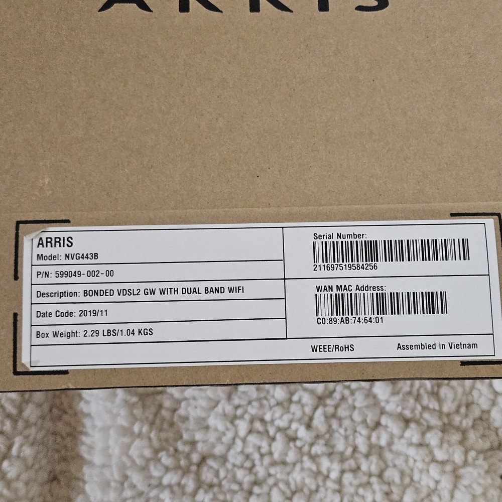 Frontier Arris NVG443B DSL Modem Router WiFi Dual-Band 2.4/5GHz w/Adapter Tested - Picture 3 of 6